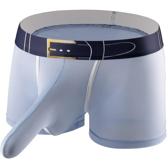 ZQUUVOU Men's Dual Pouch Boxer Briefs Breathable Shaped Underwear (Sky Blue,2XL)