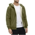 thumbnail image 1 of ZQUUVOU Men's Fall Jacket Casual Solid Color Full Zip Fleece Lined Hoodie Long Sleeve Casual Jacket with Pockets for Winter Olive Green, 1 of 6