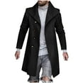 thumbnail image 1 of ZQUUVOU Men's Fall Winter Business Tweed Coat Male Buttoned Lapel Medium-Length Coat Suit Jacket Long-Sleeved Hoodless Casual Coat Black, 1 of 5
