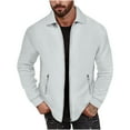 thumbnail image 1 of ZQUUVOU Men's Fashion Lightweigh Solid Color Zipper Pockets Jacket Tops Gentleman Fall Casual Lapel Long Sleeve Hoodless Outwear Clothes Gray, 1 of 6