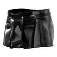thumbnail image 1 of ZQUUVOU Men's Faux Leather Pu Boxer Briefs Shiny Metallic Shorts Shiny Buckle Party Cocktail (Black,M), 1 of 5