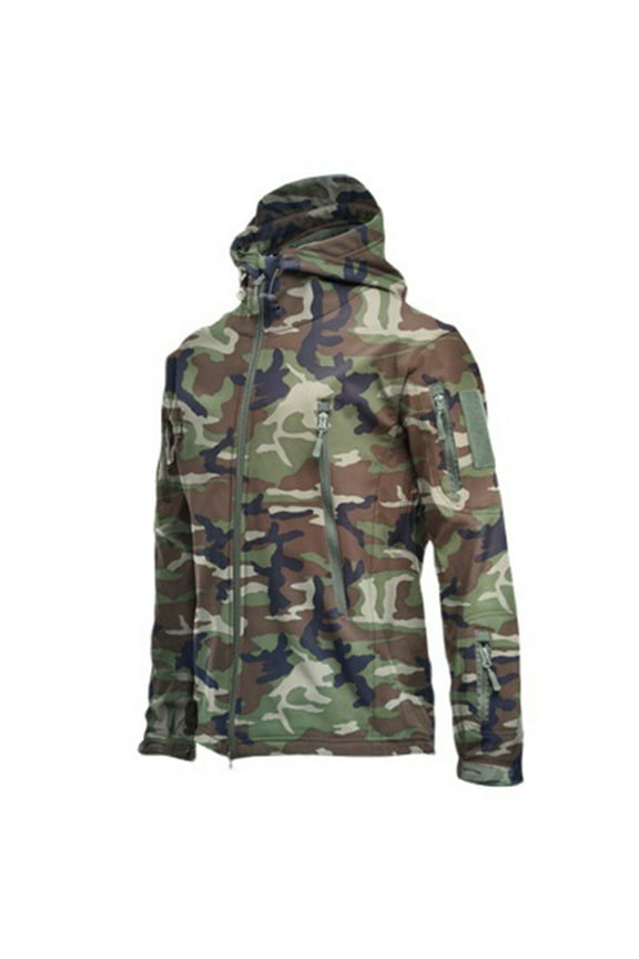 Men's Fleece Camouflage Waterproof Rushing Jacket Gentleman Softshellwarm Hoodie Coat Outdoor Hiking Jacket Camouflage
