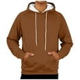 thumbnail image 1 of ZQUUVOU Men's Fleece Lined Hoodie Long Sleeve Adjustable Drawstring Hooded Solid Color Pullover with Pocket Brown, 1 of 9