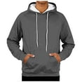 thumbnail image 1 of ZQUUVOU Men's Fleece Lined Hoodie Long Sleeve Adjustable Drawstring Hooded Solid Color Pullover with Pocket Dark Gray, 1 of 9