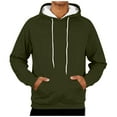 thumbnail image 1 of ZQUUVOU Men's Fleece Lined Hoodie Long Sleeve Adjustable Drawstring Hooded Solid Color Pullover with Pocket Olive Green, 1 of 9