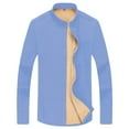 thumbnail image 1 of ZQUUVOU Men's Fleece Lined Shirts Long Sleeve Plush Collared Button Front Jacket with Pocket Warm Winter Tops Light Blue, 1 of 6