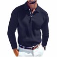thumbnail image 1 of ZQUUVOU Men's Henley Shirts Ribbed Knit Long Sleeve Pullover Half Button Collar Loose Tops for Casual Office Navy, 1 of 6