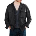 thumbnail image 1 of ZQUUVOU Men's Jacket Lapel Leisure Solid Color Button Long Sleeves Coat Pocket (Black,XL), 1 of 4