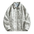 thumbnail image 1 of ZQUUVOU Men's Jacket Lapel Solid Color Pocket Collar Long Sleeves Leather Jacket Zipper (White,2XL), 1 of 2
