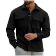 thumbnail image 1 of ZQUUVOU Men's Jacket Pocket Lapel Solid Color Casual Fleece Button Down Jacket (Black,3XL), 1 of 6