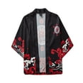 thumbnail image 1 of ZQUUVOU Men's Japanese Kimono Cardigan Jacket Gentleman Casual Seven Sleeve Open Front Coat Lightweight Novelty Printed Cloak Outwear Black, 1 of 3