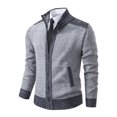 thumbnail image 1 of ZQUUVOU Men's Knit Jacket Casual Solid Color Long Sleeve Hoodless Casual Coat (Gray,3XL), 1 of 4