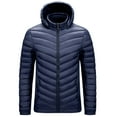 thumbnail image 1 of ZQUUVOU Men's Lightweight Hooded Jacket Winter Puffer Jacket Solid Color Zip Up Thermal Quilted Coat Casual Outerwear Dark Blue, 1 of 6