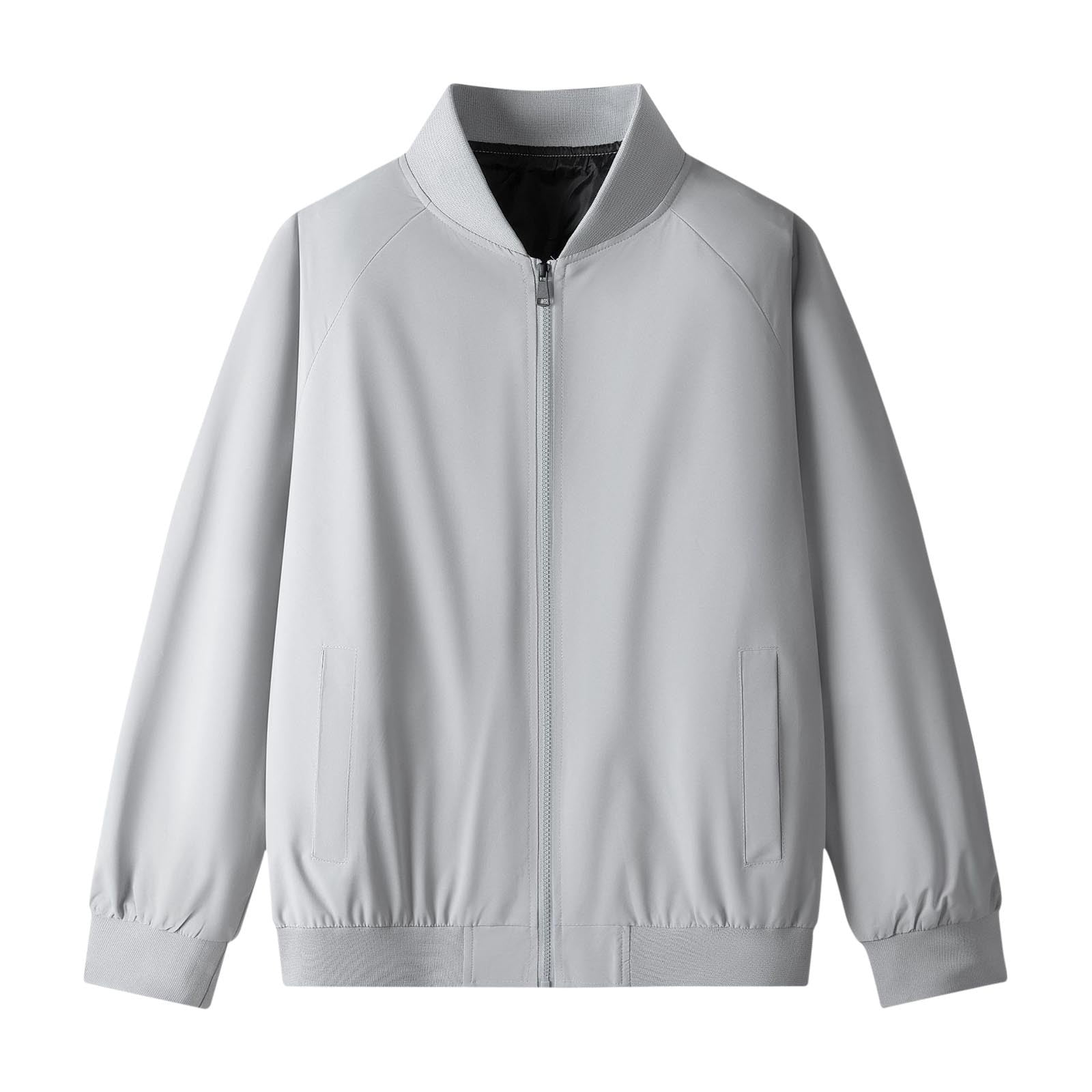 ジャケット GREY CASUAL JACKET ZQUUVOU Men's Lightweight Zipped Up Sportwear Jacket