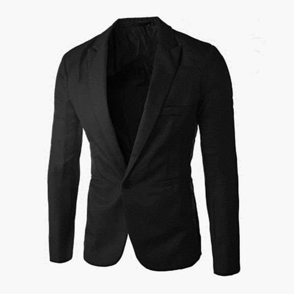 ZQUUVOU Men's One Button Blazer Casual Solid Color Slim Fit Lightweight Coats (Black,M)