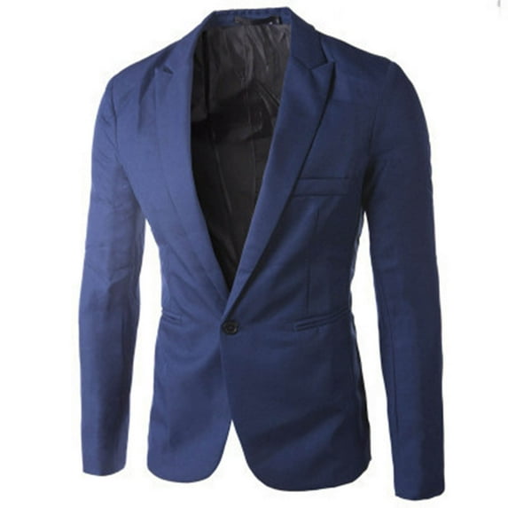 ZQUUVOU Men's One Button Blazer Casual Solid Color Slim Fit Lightweight Coats (Blue,2XL)