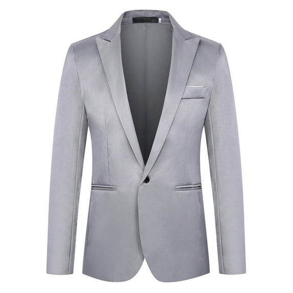 ZQUUVOU Men's One Button Blazer Casual Solid Color Slim Fit Lightweight Coats (Gray,3XL)