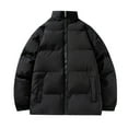 thumbnail image 1 of ZQUUVOU Men's Padded Jacket Winter Solid Color Fashion Stand Collar Down Jacket Zip Front Cardigan with Pockets Black, 1 of 8