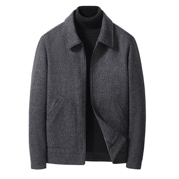 ZQUUVOU Men's Pocket Fleece Stand Collar Leisure Comfortable Keep Warm Jacket (Black,4XL)