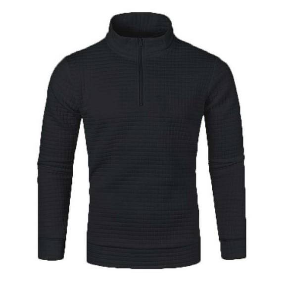ZQUUVOU Men's Quarter Zip Knit Sweater Fashion Casual Fall Winter Long Sleeve Velvet Comfortable Sporty Pullover Black