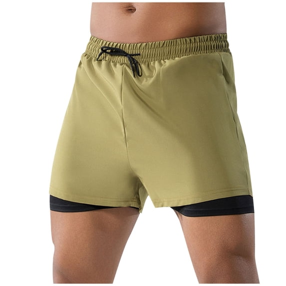ZQUUVOU Men's Quick Dry Swim Trunks Elastic Waisted Drawstring Loose Fit Beach Shorts Bathing Suits Swim Shorts Khaki