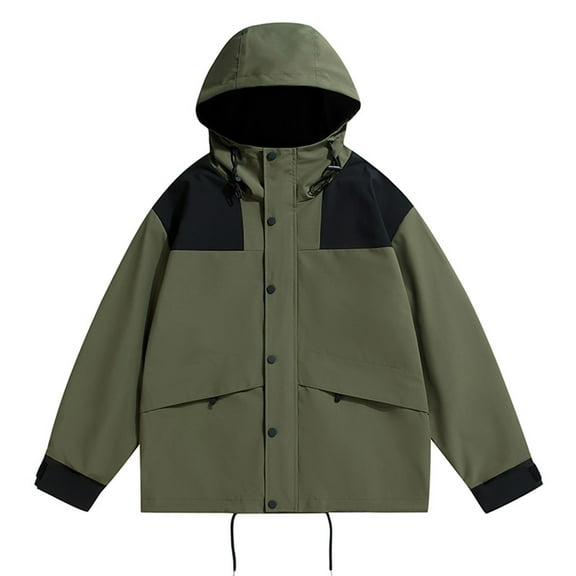 ZQUUVOU Men's Rain Jacket Gentleman Zipped Up Windbreaker Lined Raincoat Waterproof Hooded Lightweight Rain Coats With Pockets Olive Green