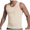 thumbnail image 1 of ZQUUVOU Men's Shapewear High Elastic Corset Waist Sleeveless Corset Crewneck Tank Top Slim Workout Breathable Shirt Beige, 1 of 6