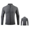 thumbnail image 1 of ZQUUVOU Men's Shirts Long Sleeve Solid Color Sports Hoodless Casual Outwear Zipper Jackets (Dark Gray,M), 1 of 6