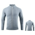 thumbnail image 1 of ZQUUVOU Men's Shirts Long Sleeve Solid Color Sports Hoodless Casual Outwear Zipper Jackets (Light Blue,M), 1 of 6