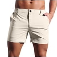 thumbnail image 1 of ZQUUVOU Men's Shorts Button Zip Fly Elastic Waist 3 Inch Inseam Outdoor Beach Golf Running Shorts with Pockets Khaki, 1 of 8