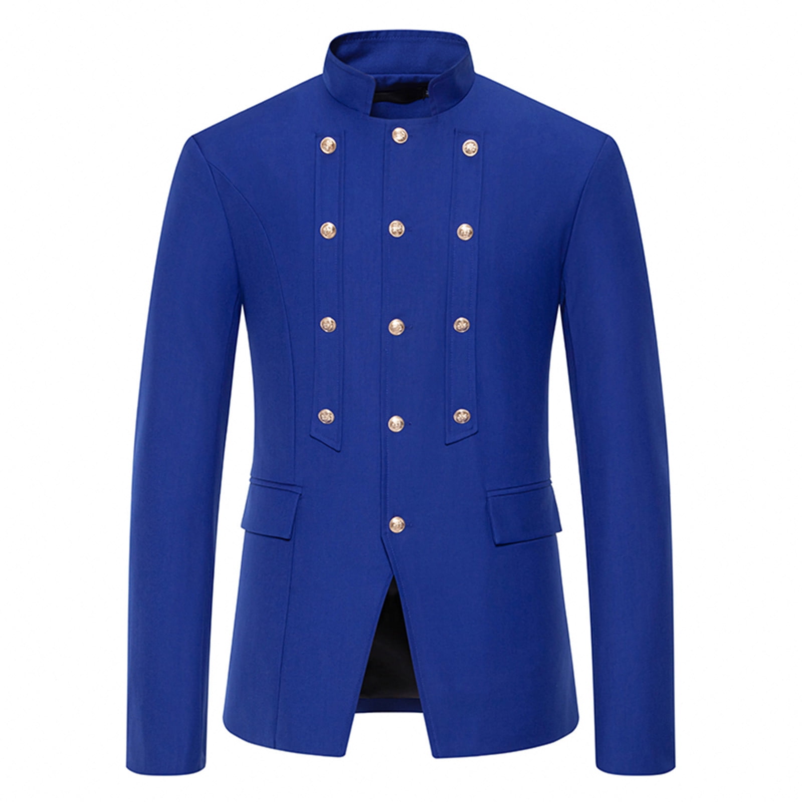 Zquuvou Men s Stand Collar Double Breasted Blazer Jacket Gentleman Fashion Solid Color Long Sleeve Slim Fit Dress Jackets Wedding Performance Outwear