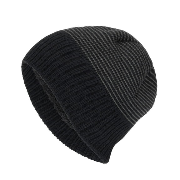 ZQUUVOU Men's Striped Slouch Beanie Winter Fall Warm Skull Cap Hat Oversize Beanie Knit Crochet Cap for Cold Weather Black A