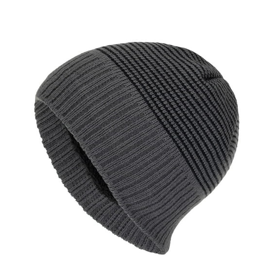 ZQUUVOU Men's Striped Slouch Beanie Winter Fall Warm Skull Cap Hat Oversize Beanie Knit Crochet Cap for Cold Weather Dark Gray A