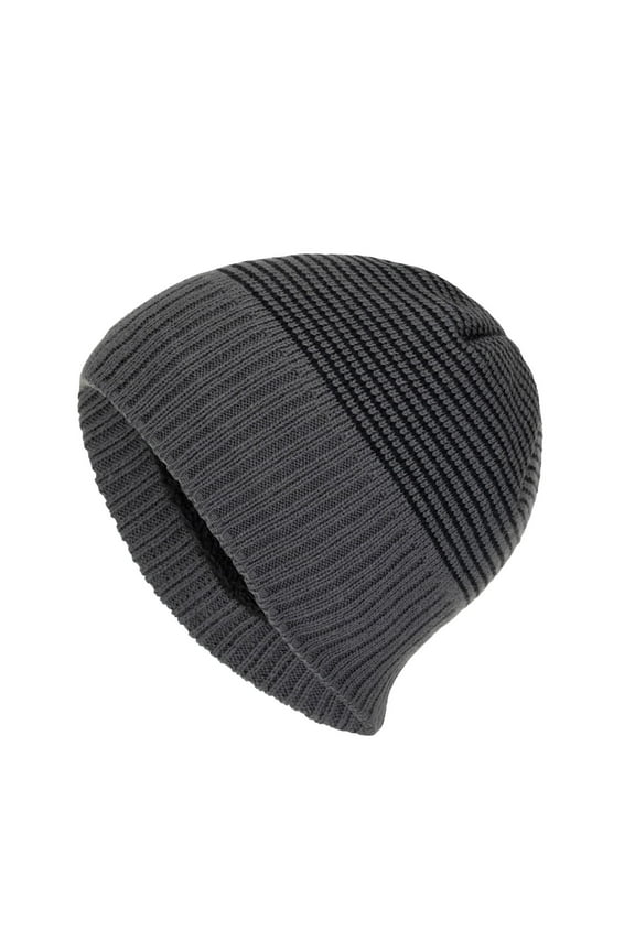 Men's Striped Slouch Beanie Winter Fall Warm Skull Cap Hat Oversize Beanie Knit Crochet Cap for Cold Weather Dark Gray A