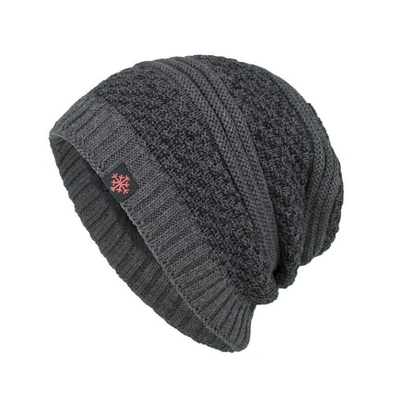 ZQUUVOU Men's Striped Slouch Beanie Winter Fall Warm Skull Cap Hat Oversize Beanie Knit Crochet Cap for Cold Weather Gray B