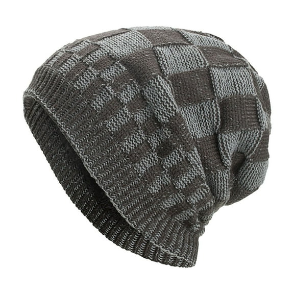 ZQUUVOU Men's Striped Slouch Beanie Winter Fall Warm Skull Cap Hat Oversize Beanie Knit Crochet Cap for Cold Weather Gray C