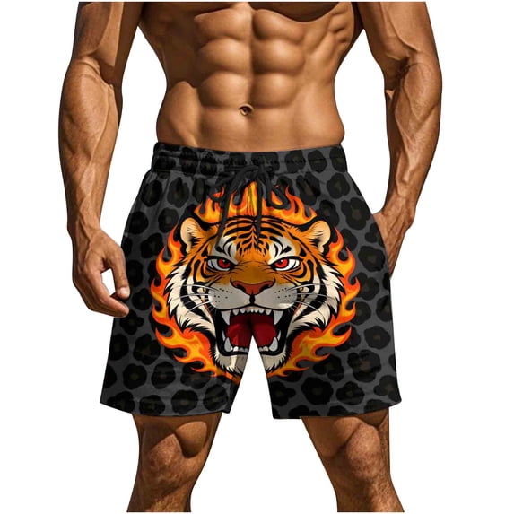 ZQUUVOU Men's Swim Trunks Funny Novelty Print Drawstring Elastic Waist Double Pockets 5 Inch Beach Shorts Beach Shorts Dark Gray