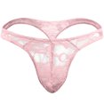 thumbnail image 1 of ZQUUVOU Men's T-Back Briefs Breathable G-String Lace Underwear (Pink,Free Size), 1 of 7