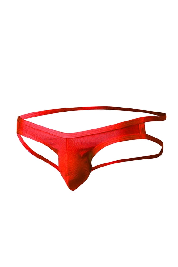 Men's T-Back Briefs Breathable Support Shaped Pouch Underwear (Red,L)
