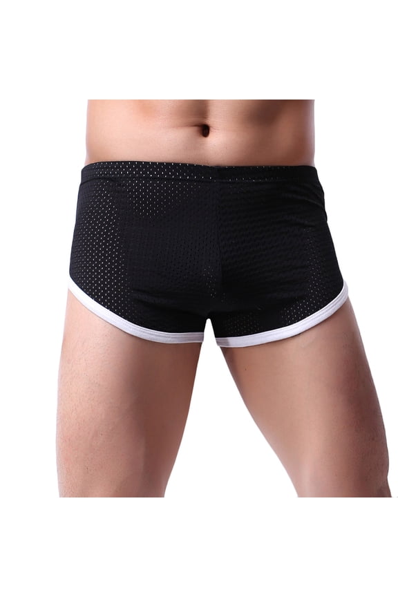 Men's T Back Briefs Casual Solid Breathable Low Waist Underwear (Black,XL)