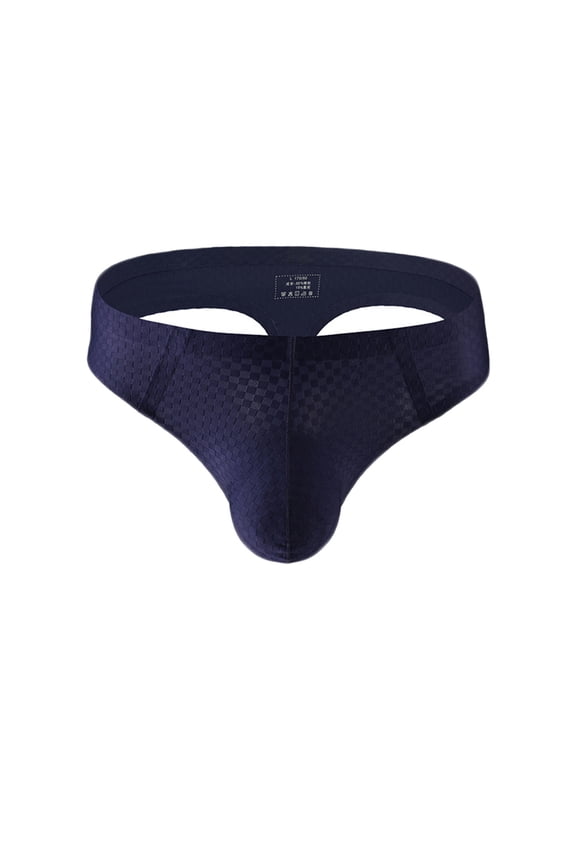 Men's T Back Briefs Casual Solid Low Waist Support Pouch Underwear (Blue,XL)