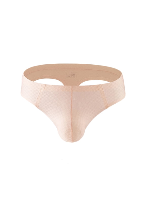 Men's T Back Briefs Casual Solid Low Waist Support Pouch Underwear (Skin,2XL)