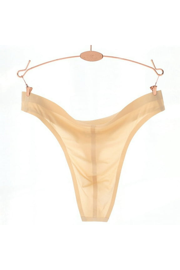 Men's T Back Briefs Casual Solid Low Waist Underwear (Beige,L)