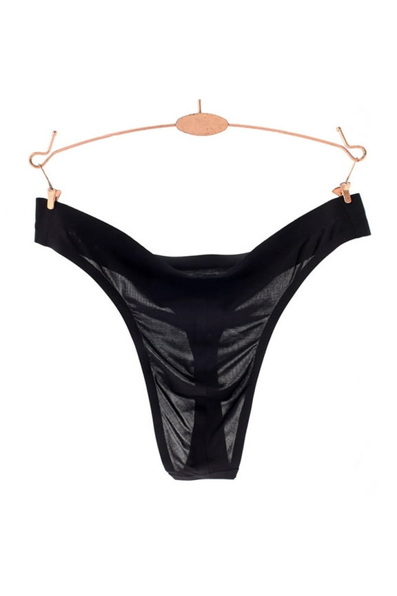 Men's T Back Briefs Casual Solid Low Waist Underwear (Black,2XL)