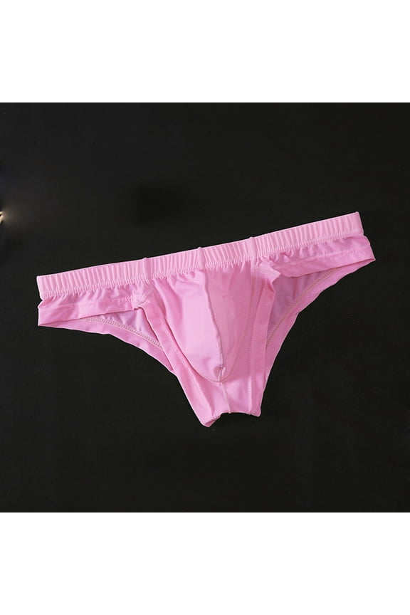 Men's T Back Briefs Casual Solid Low Waist Underwear (Pink,2XL)