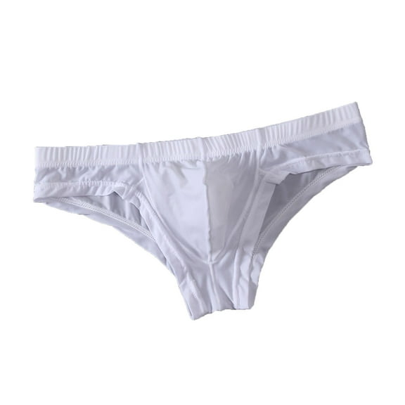 ZQUUVOU Men's T Back Briefs Casual Solid Low Waist Underwear (White,2XL)