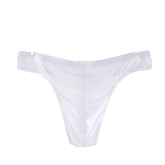ZQUUVOU Men's T Back Briefs Casual Solid Low Waist Underwear (White,XL)