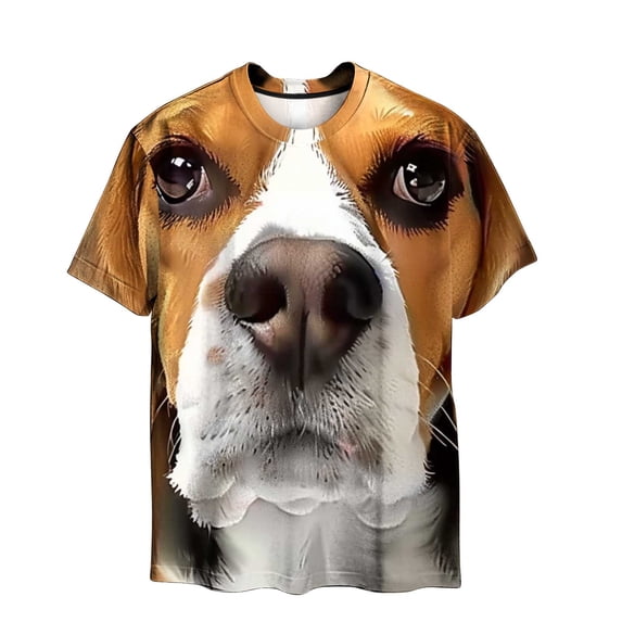 ZQUUVOU Men's T-Shirt 3D Printed Dog Casual Crew Neck Short Sleeved Shirt (I-Gold,S)