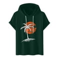 thumbnail image 1 of ZQUUVOU Men's T-Shirt Casual Print Hooded Pullover Short Sleeve Sports T-Shirt (Green,M), 1 of 3