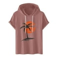 thumbnail image 1 of ZQUUVOU Men's T-Shirt Casual Print Hooded Pullover Short Sleeve Sports T-Shirt (Pink,M), 1 of 3
